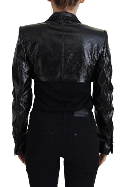 Dolce & Gabbana Black Long Sleeves Crop Blazer Cotton Jacket In Black