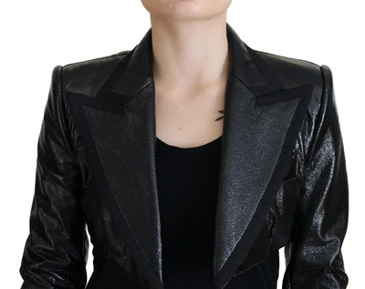 Dolce & Gabbana Black Long Sleeves Crop Blazer Cotton Jacket In Black
