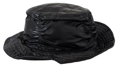 Shop Dolce & Gabbana Sleek Black Bucket Cap With Logo Women's Detail