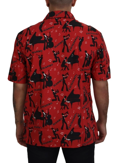 Shop Dolce & Gabbana Elegant Red Jazz Pattern Casual Men's Shirt