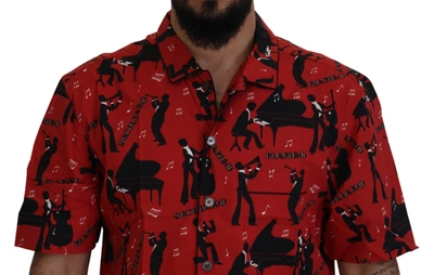Shop Dolce & Gabbana Elegant Red Jazz Pattern Casual Men's Shirt