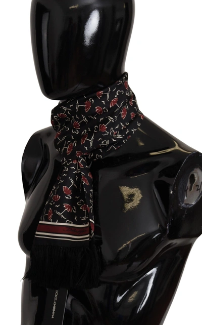 Shop Dolce & Gabbana Elegant Silk Men's Scarf Wrap - Black And Men's Red