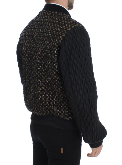 Dolce & Gabbana Black Sequined Goatskin Jacket In Black