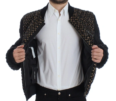 Dolce & Gabbana Black Sequined Goatskin Jacket In Black