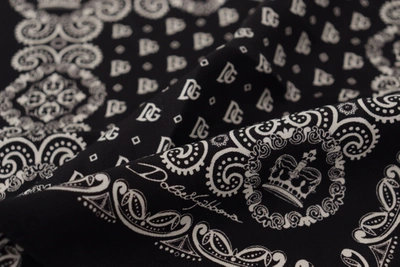 Shop Dolce & Gabbana Royal Crown Silk Scarf For Men's Men In Black