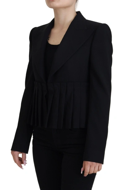 Dolce & Gabbana Black Single Breasted Fit Blazer Wool Jacket In Black