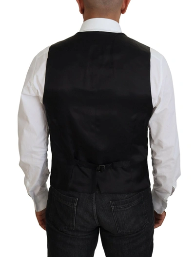 Dolce & Gabbana Blue Waistcoat Formal Stretch Wool Vest In Black