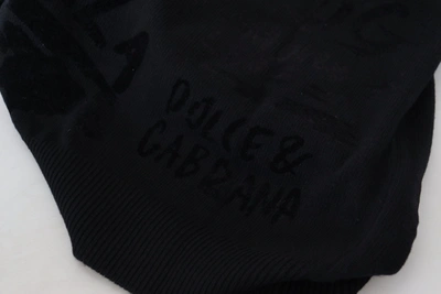 Dolce & Gabbana Black Wool Logo Pattern Crewneck Pullover Sweater In Black