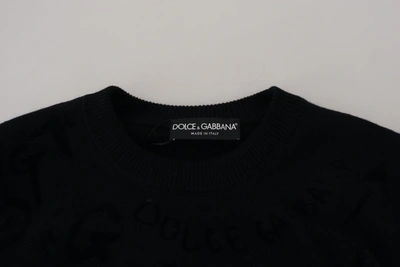 Shop Dolce & Gabbana Elegant Black Logo Wool Men's Sweater
