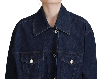 Shop Dolce & Gabbana Elegant Blue Denim Button-down Women's Jacket
