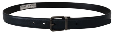 Shop Dolce & Gabbana Elegant Dark Blue Leather Men's Belt