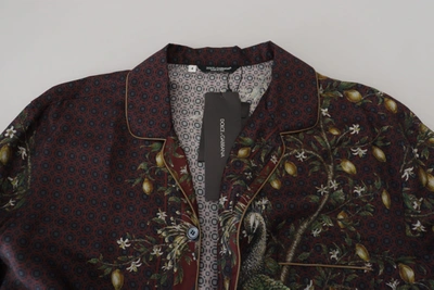Shop Dolce & Gabbana Elegant Silk Satin Men's Pajama Style Men's Shirt In Bordeaux