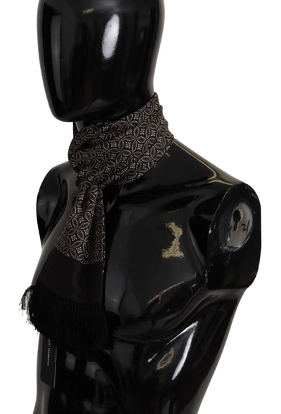 Shop Dolce & Gabbana Elegant Silk Geometric Patterned Men's Men's Scarf In Brown