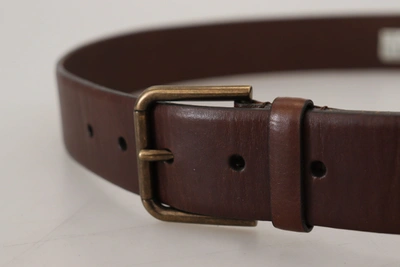 Shop Dolce & Gabbana Elegant Brown Leather Belt With Metal Men's Buckle