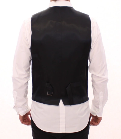 Shop Dolce & Gabbana Elegant Gray Striped Wool Dress Men's Vest