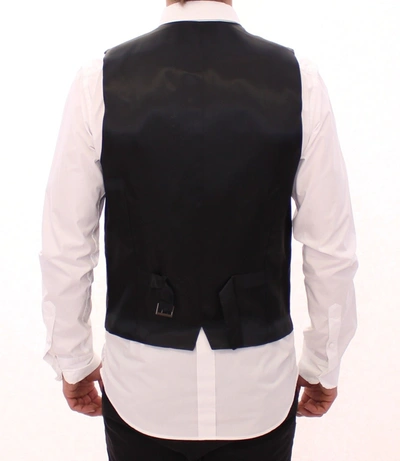 Dolce & Gabbana Gray Striped Wool Single Breasted Vest In Gray