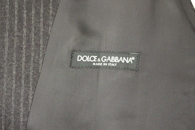 Dolce & Gabbana Gray Striped Wool Single Breasted Vest In Gray