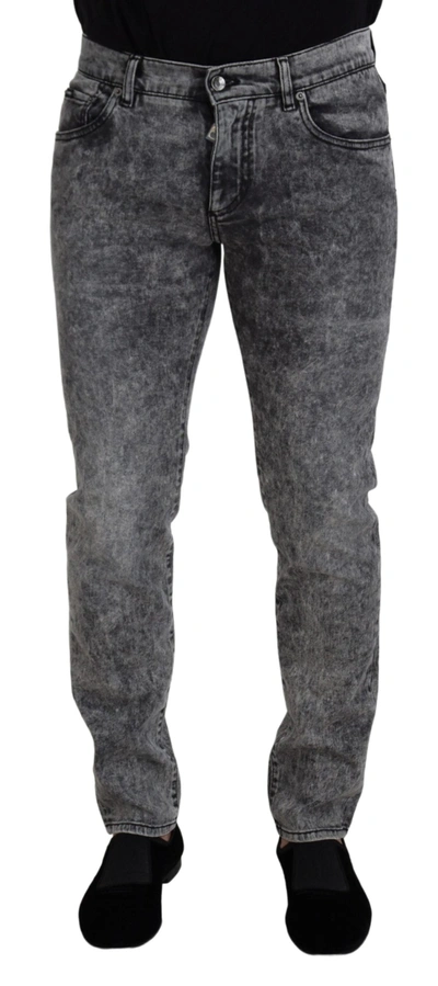 Shop Dolce & Gabbana Elegant Gray Washed Denim Men's Pants