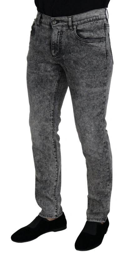 Shop Dolce & Gabbana Elegant Gray Washed Denim Men's Pants