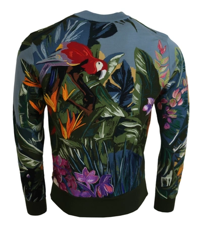 Shop Dolce & Gabbana Jungle Embroidered Wool-silk Men's Sweater In Multicolor