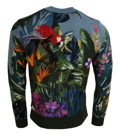 Dolce & Gabbana Jungle Wool Silk Pullover Logo Sweater In Multicolor