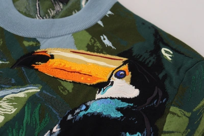 Dolce & Gabbana Jungle Wool Silk Pullover Logo Sweater In Multicolor