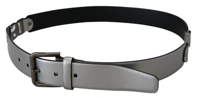 Shop Dolce & Gabbana Chic Silver Leather Belt With Metal Men's Buckle