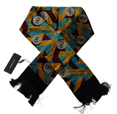 Dolce & Gabbana Multicolor Dg Logo Print Shawl Wrap Fringe Scarf In Multicolor
