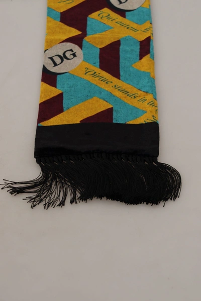 Dolce & Gabbana Multicolor Dg Logo Print Shawl Wrap Fringe Scarf In Multicolor