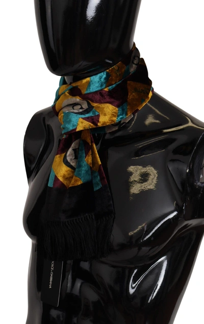 Dolce & Gabbana Multicolor Dg Logo Print Shawl Wrap Fringe Scarf In Multicolor