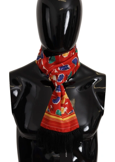 Dolce & Gabbana Multicolor Dg Umbrellas Print Shawl Fringe Scarf In Multicolor