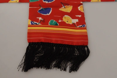 Dolce & Gabbana Multicolor Dg Umbrellas Print Shawl Fringe Scarf In Multicolor