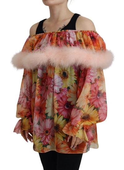 Shop Dolce & Gabbana Elegant Silk Floral Off-shoulder Women's Blouse In Multicolor