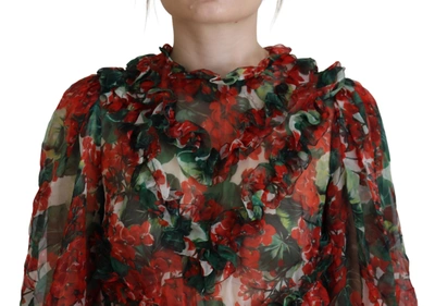 Dolce & Gabbana Multicolor Geranium A-line Knee Length Dress In Multicolor
