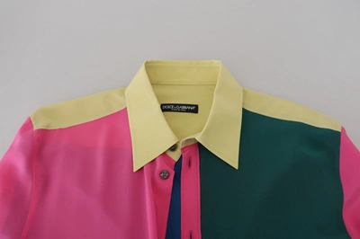 Dolce & Gabbana Multicolor Patchwork Silk Button Down Shirt In Multicolor