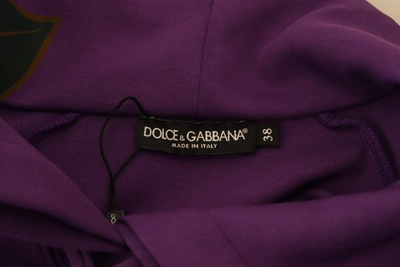 Dolce & Gabbana Purple Floral Print Pullover  Cotton Sweater In Purple