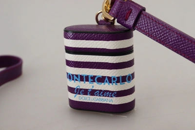Shop Dolce & Gabbana Chic Purple Leather Airpods Women's Case