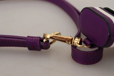 Shop Dolce & Gabbana Chic Purple Leather Airpods Women's Case
