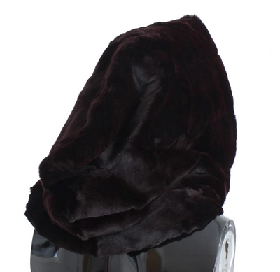 Shop Dolce & Gabbana Exclusive Purple Weasel Fur Hooded Women's Scarf In Gray