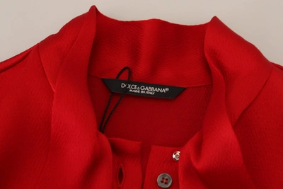 Shop Dolce & Gabbana Elegant Red Ascot Collar Women's Blouse