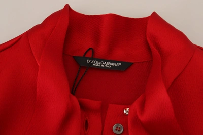 Dolce & Gabbana Red Ascot Collar Long Sleeves Blouse Top In Red