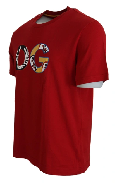 Shop Dolce & Gabbana Red Dg Logo Crewneck Top Exclusive  Men's T-shirt