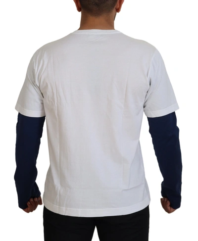 Dolce & Gabbana White Blue Dg Crown Pullover Sweater In Black