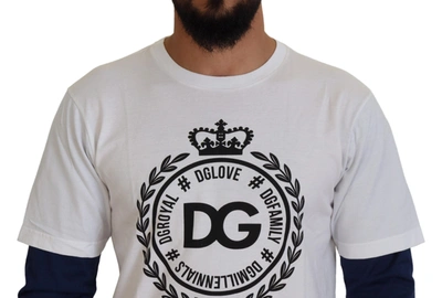 Dolce & Gabbana White Blue Dg Crown Pullover Sweater In Black