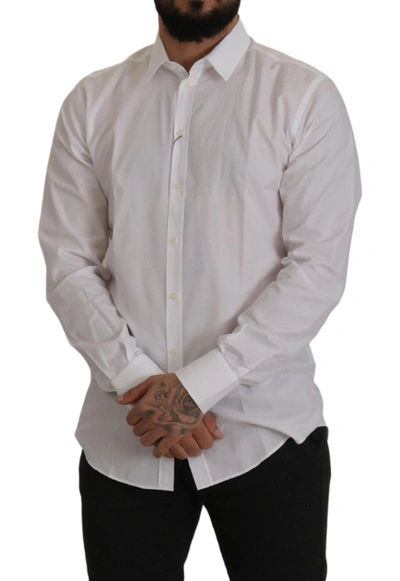 Shop Dolce & Gabbana Elegant Slim Fit White Martini Dress Men's Shirt