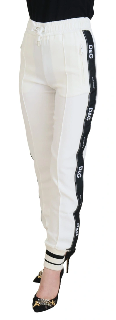 Dolce & Gabbana White Dg Logo Sweatpants Pants In White