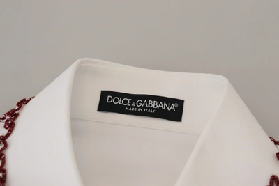 Dolce & Gabbana White Lace Long Sleeves Ruffle Collar Top In White