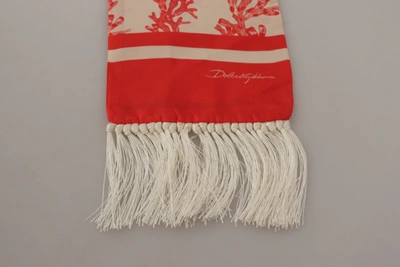 Shop Dolce & Gabbana Elegant Silk Men's Scarf Wrap - Red Coral Men's Print In White And Red