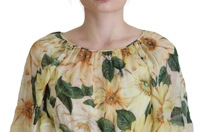 Shop Dolce & Gabbana Floral Silk Pleated Maxi Women's Dress In Yellow