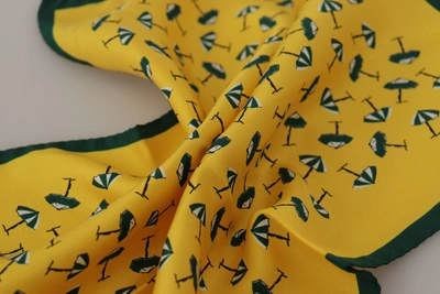 Shop Dolce & Gabbana Elegant Silk Men's Square Scarf Men's Wrap In Yellow